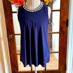 Faith and Joy navy blue embellished top NWOT